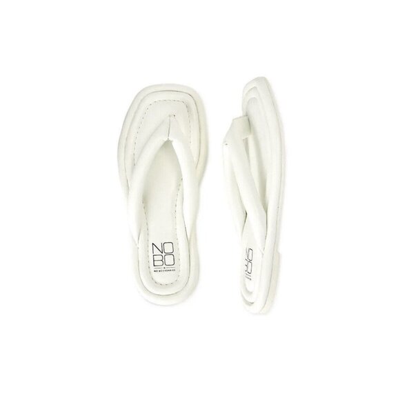 Thong Flip Flops Sandal White Floatie Chunky Puffy Cushion Comfort Sole Y2K Sz 7 - Picture 1 of 2